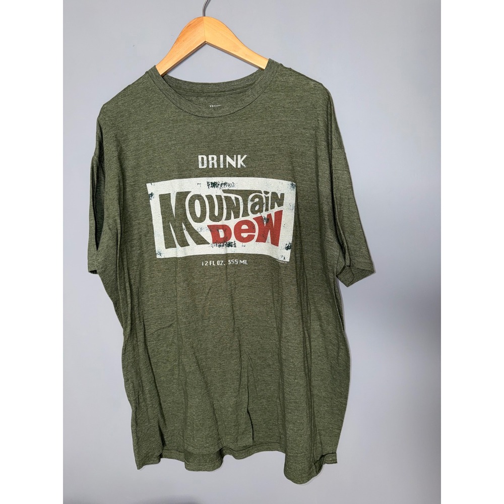 Mountain Dew T Shirt XX-Large Green‎ Graphic Soda Drink Logo Tee